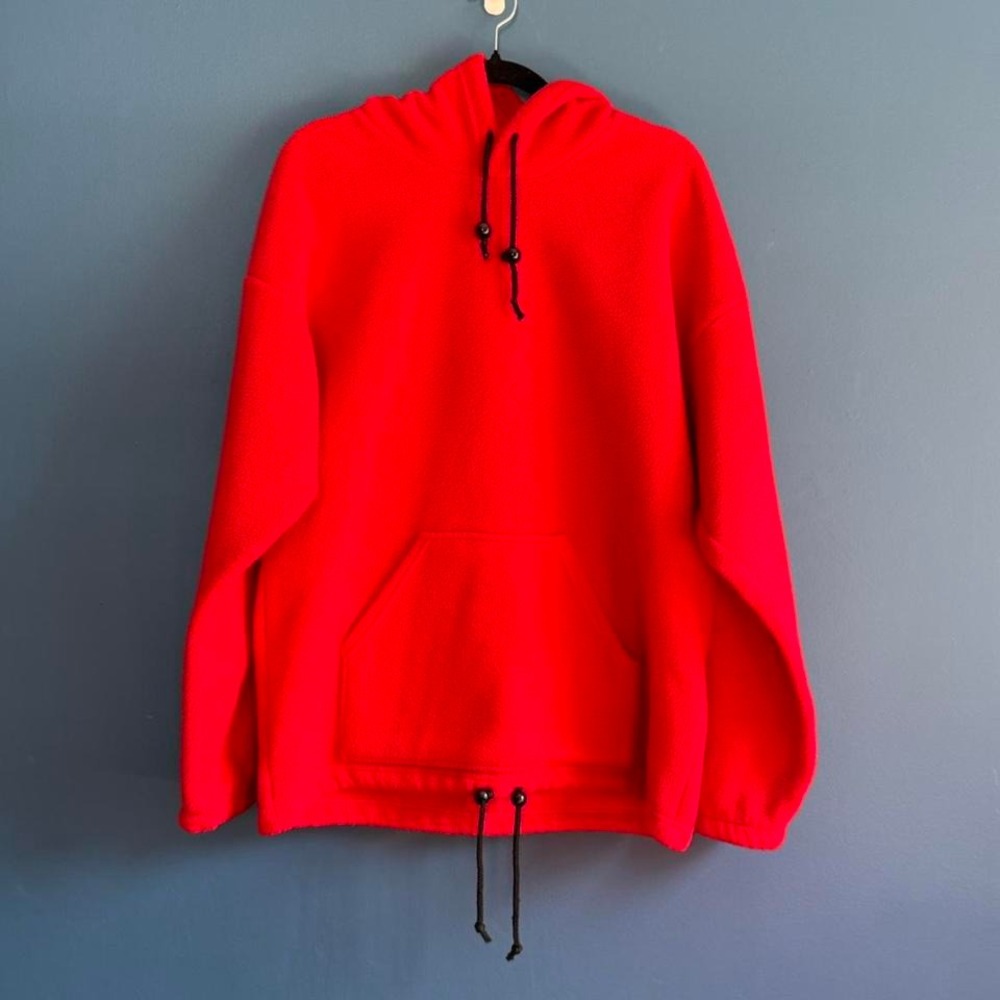 Vintage 90s Hoodie Unisex Size S/M Big Chill Red Fleece Made In‎ USA Oversized